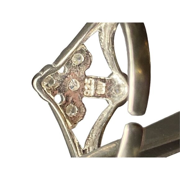 Sterling silver 925 rhinestone cross ring by Nevada Silver Mines size 8.5 adjust - Picture 8 of 9